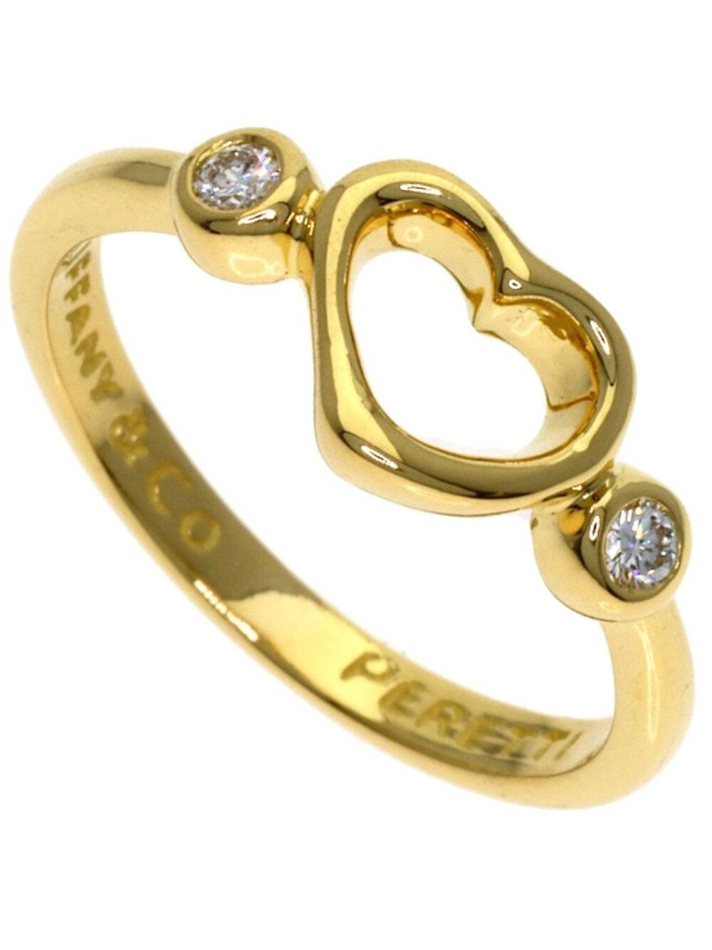 Tiffany & Co Open Heart Diamond Ring 18k Yellow Gold